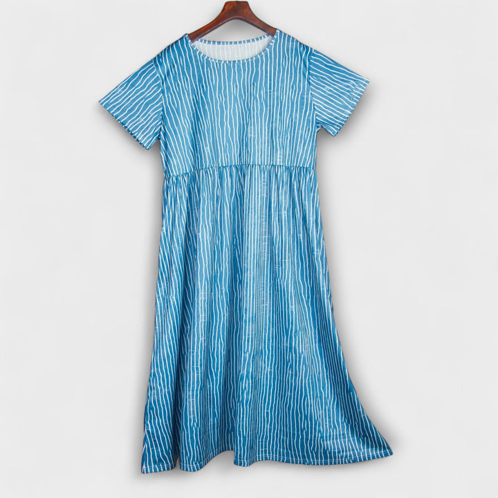 Bianca - Vestido largo azul casual con rayas