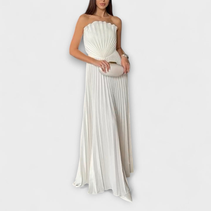 Athena - Vestido plisado en color crema