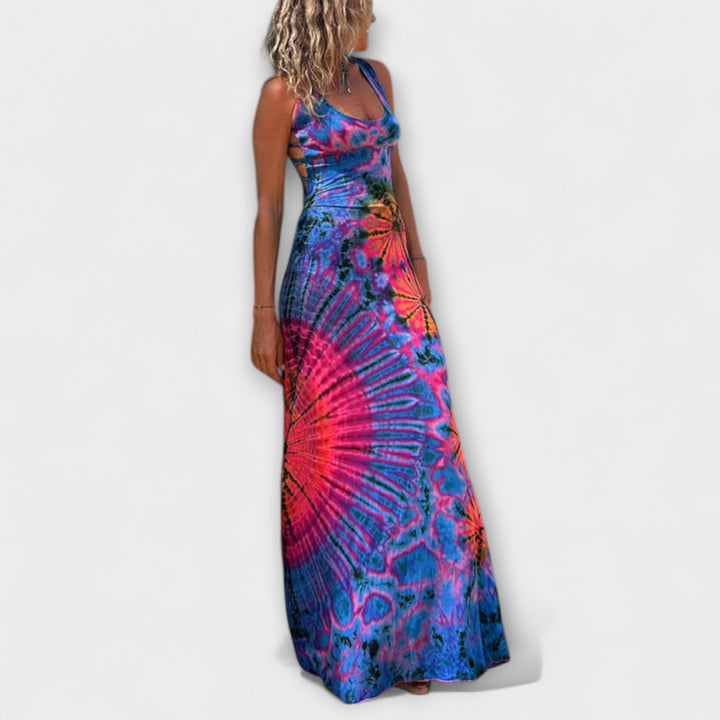 Ronja - Vestido Maxi Tie-Dye en tonos Rosa y Azul