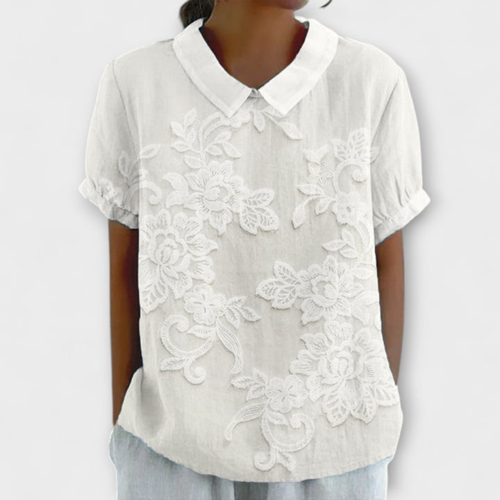 Emma - Camisa blanca con encaje vintage