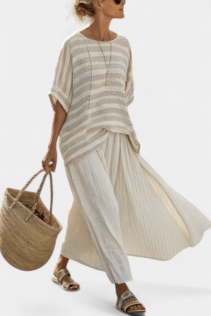 Isaura - Conjunto elegante de lino beige