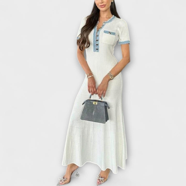 Alecia - Vestido maxi blanco con diseño estructurado