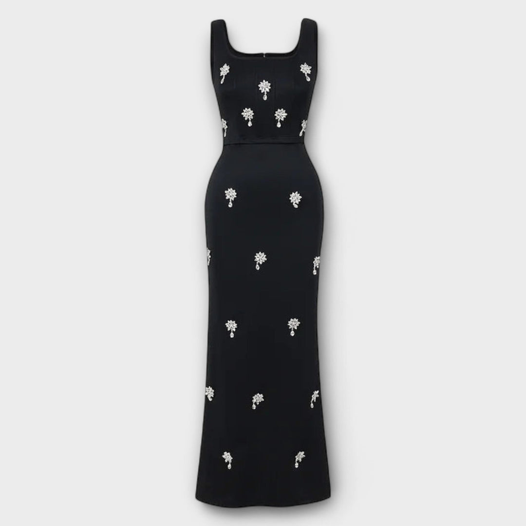 Avalon - Conjunto de perlas negras con blusa y falda
