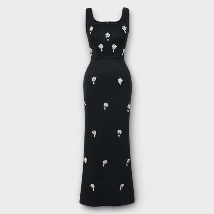 Avalon - Conjunto de perlas negras con blusa y falda