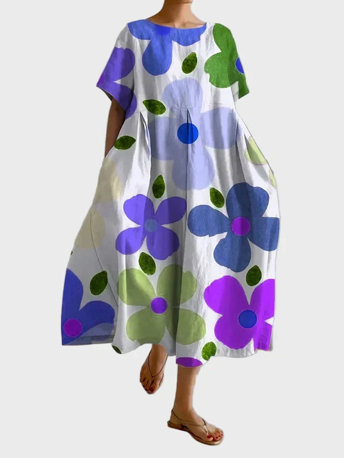 Vestido verde lima con estampado de flores