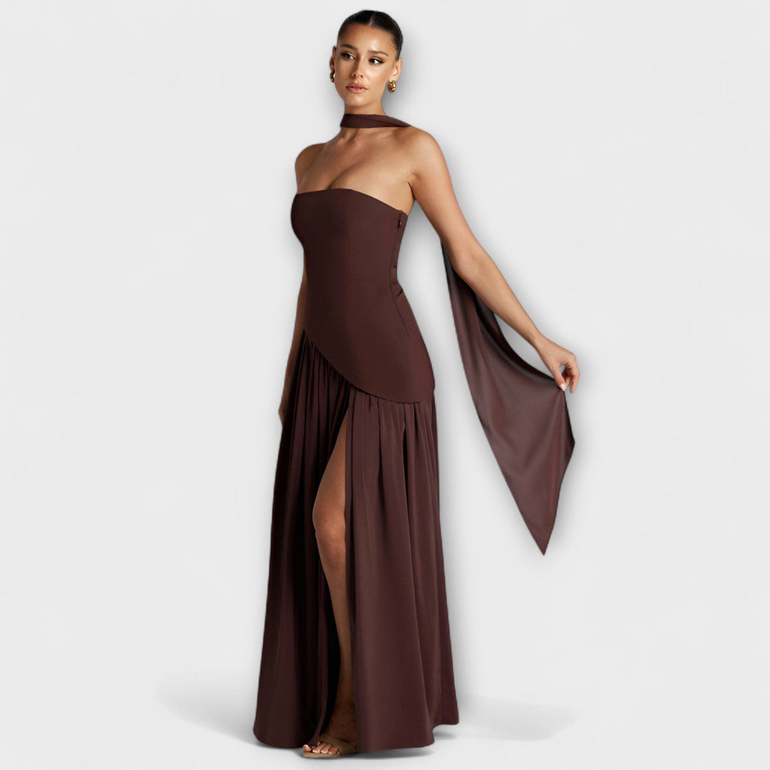 Tessa - Vestido Maxi Amarillo con Abertura