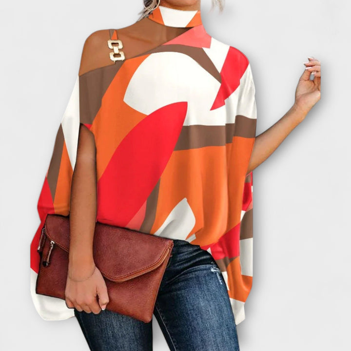 Nati - Blusa sin hombros con diseño gráfico