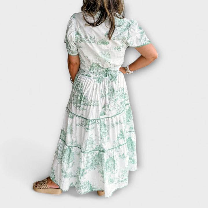 Eliza - Vestido maxi de toile color crema con encaje