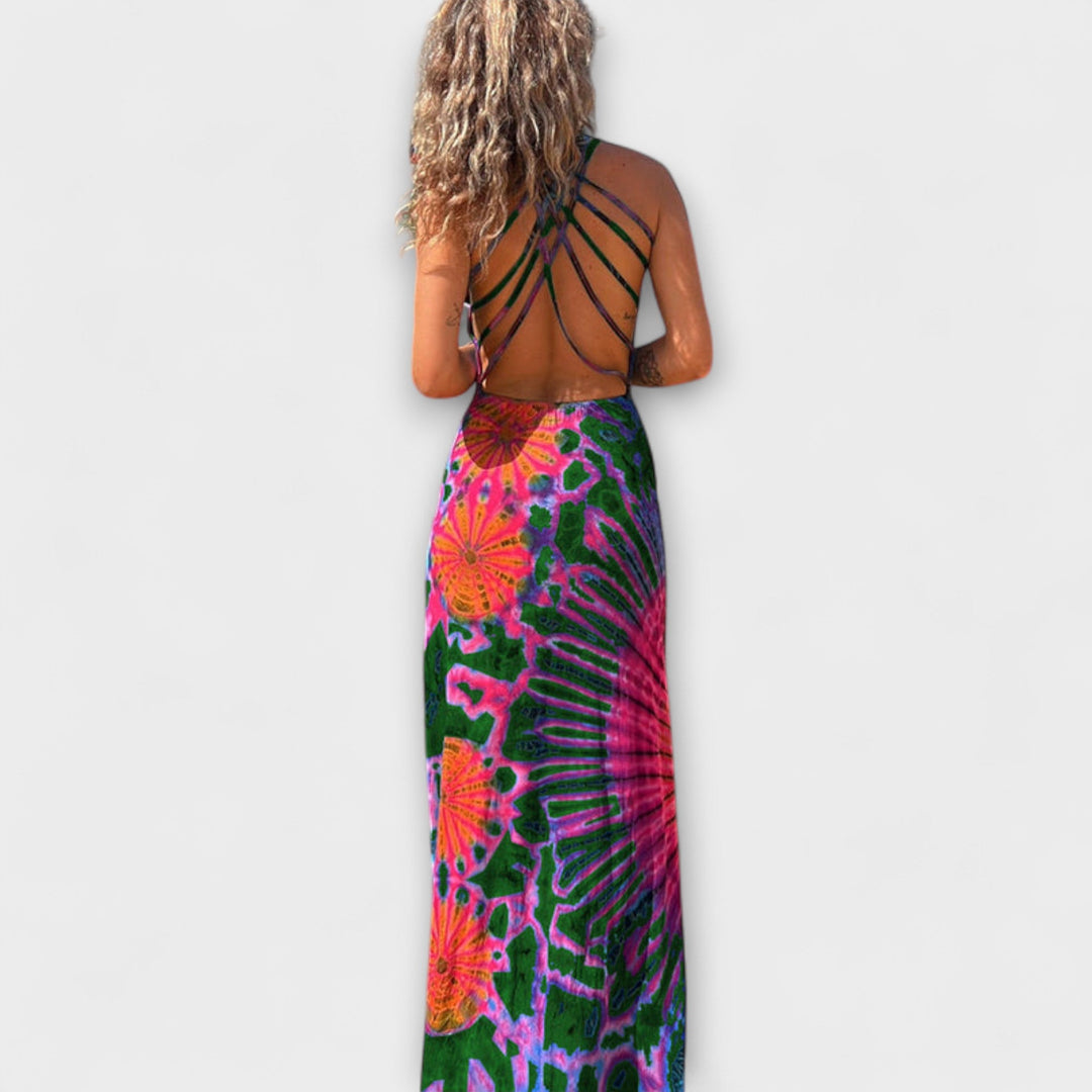 Ronja - Vestido Maxi Tie-Dye en tonos Rosa y Azul