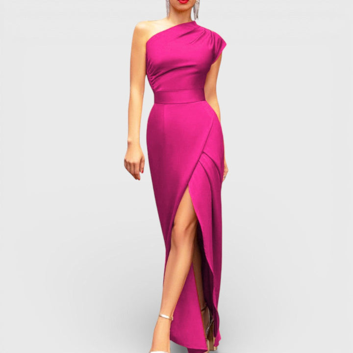 Vestido de noche asimétrico negro elegante