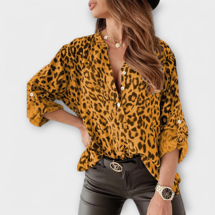 Clara - Blusa de moda con estampado de leopardo