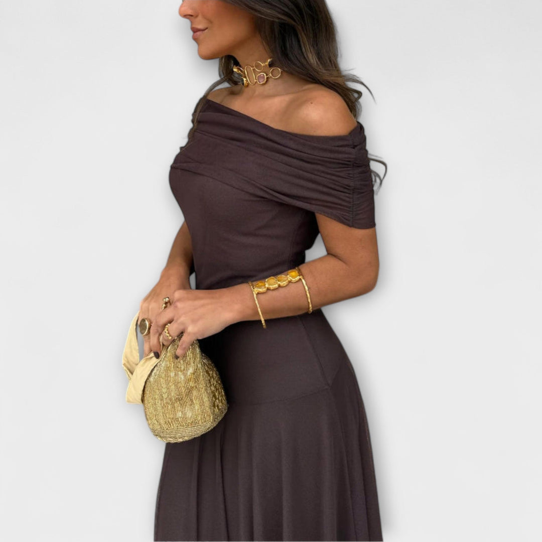 Meadow - Vestido maxi de malla de un hombro