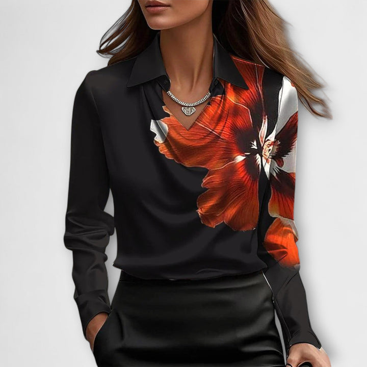 Meli - Blusa brillante color champán con fruncidos
