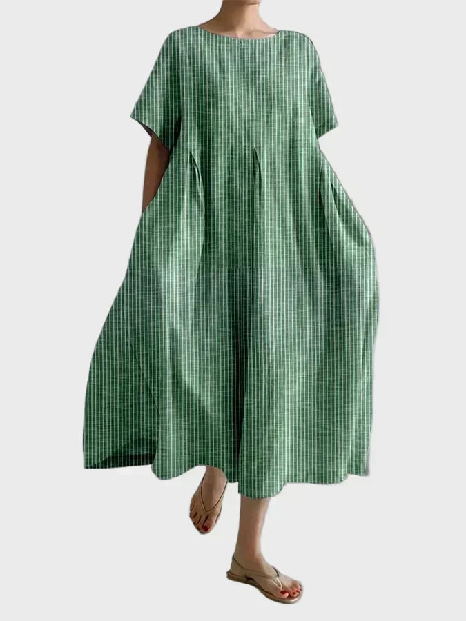 Vestido de lino a rayas rosa