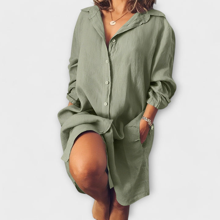 Silvia - Camiseta larga casual blanca