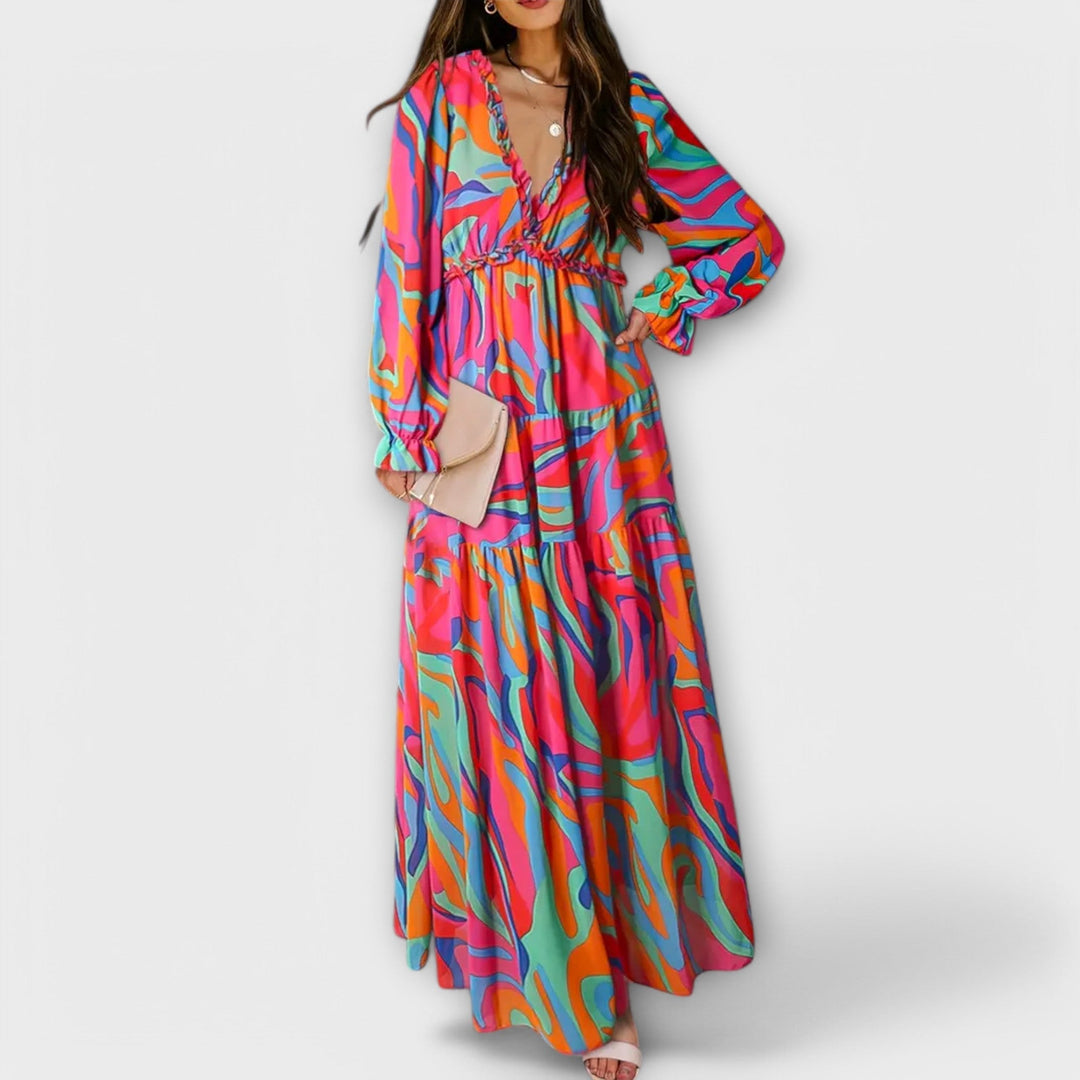 Helen - Vestido maxí rosa con estampado floral