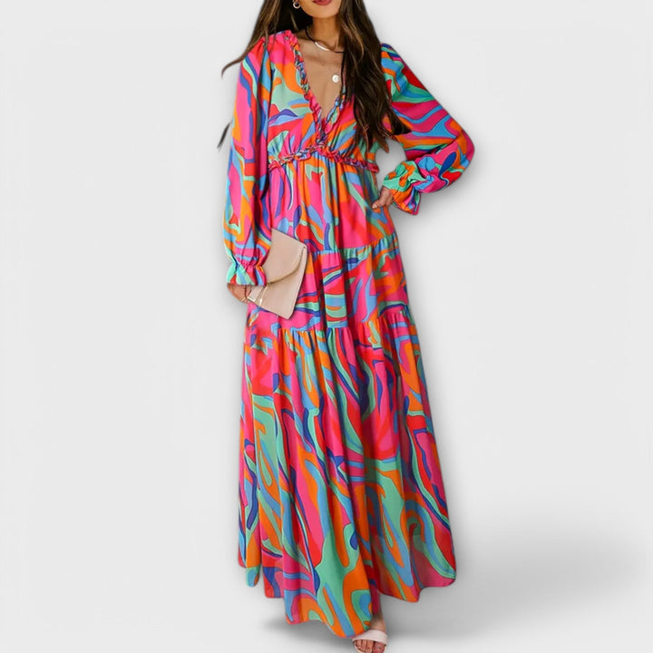 Helen - Vestido maxí rosa con estampado floral