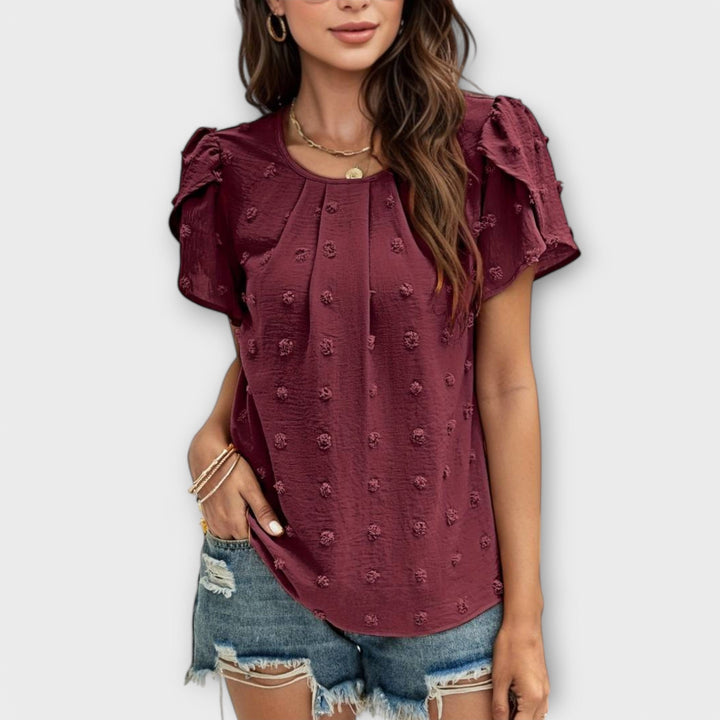 Charlotte - Blusa de lunares burdeos