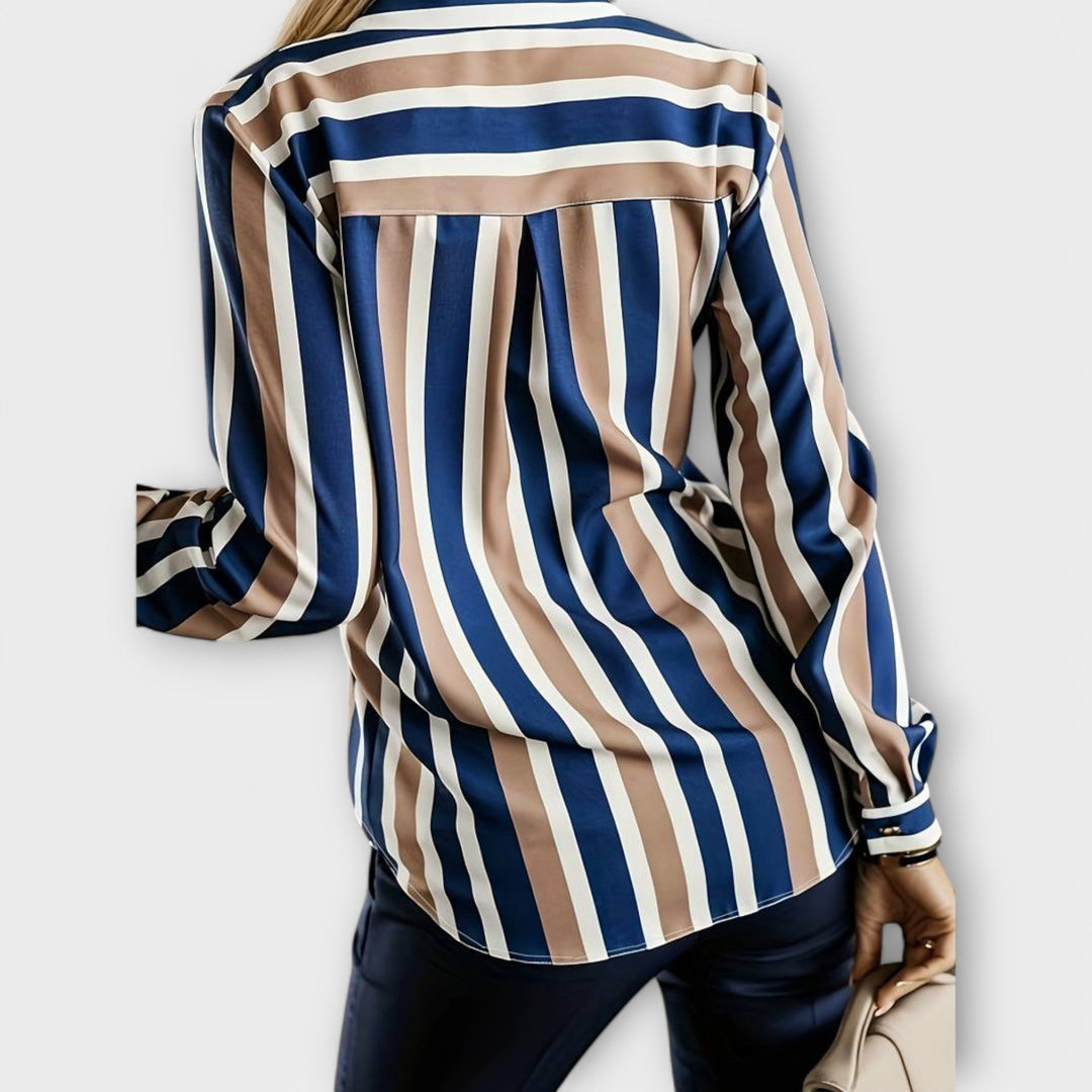 Emily - Blusa a rayas azul y blanca