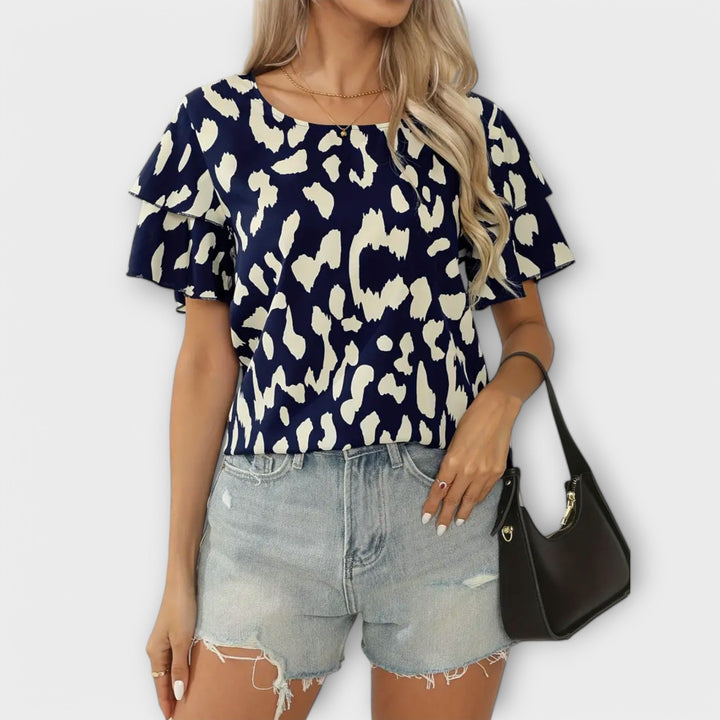 Evelyn - Blusa casual con estampado animal