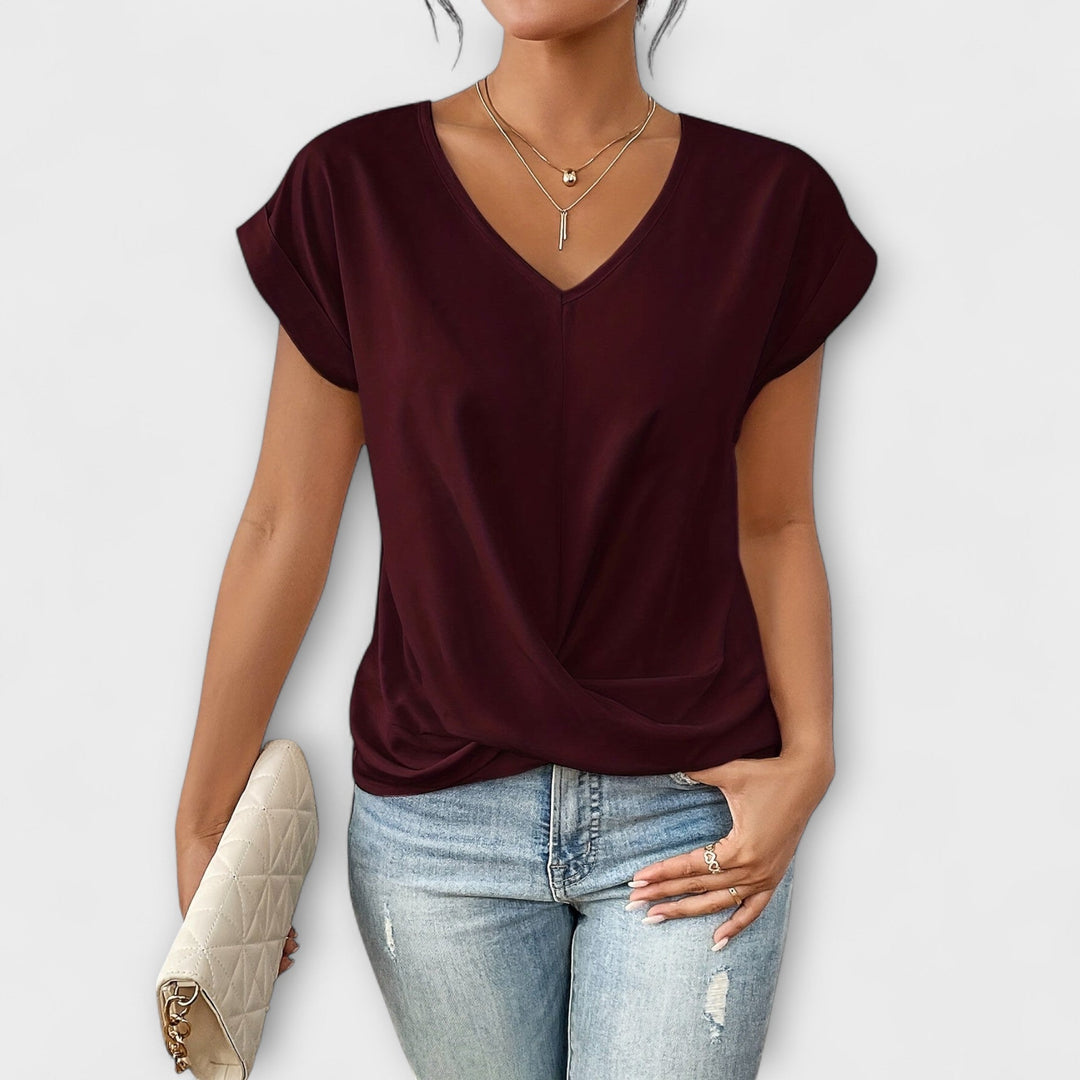 Eloise - Top rosa claro con escote en V