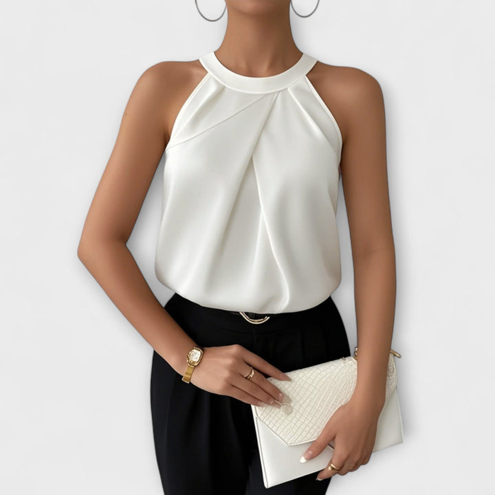 Skye - Top off-shoulder en color champán
