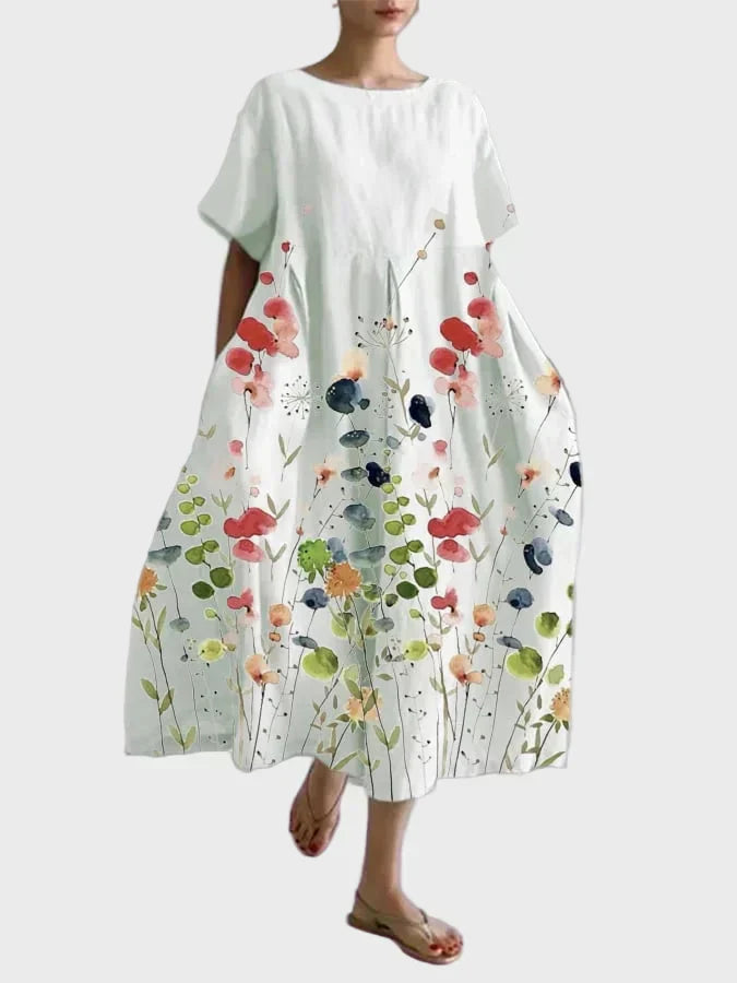 Vestido blanco con flores silvestres