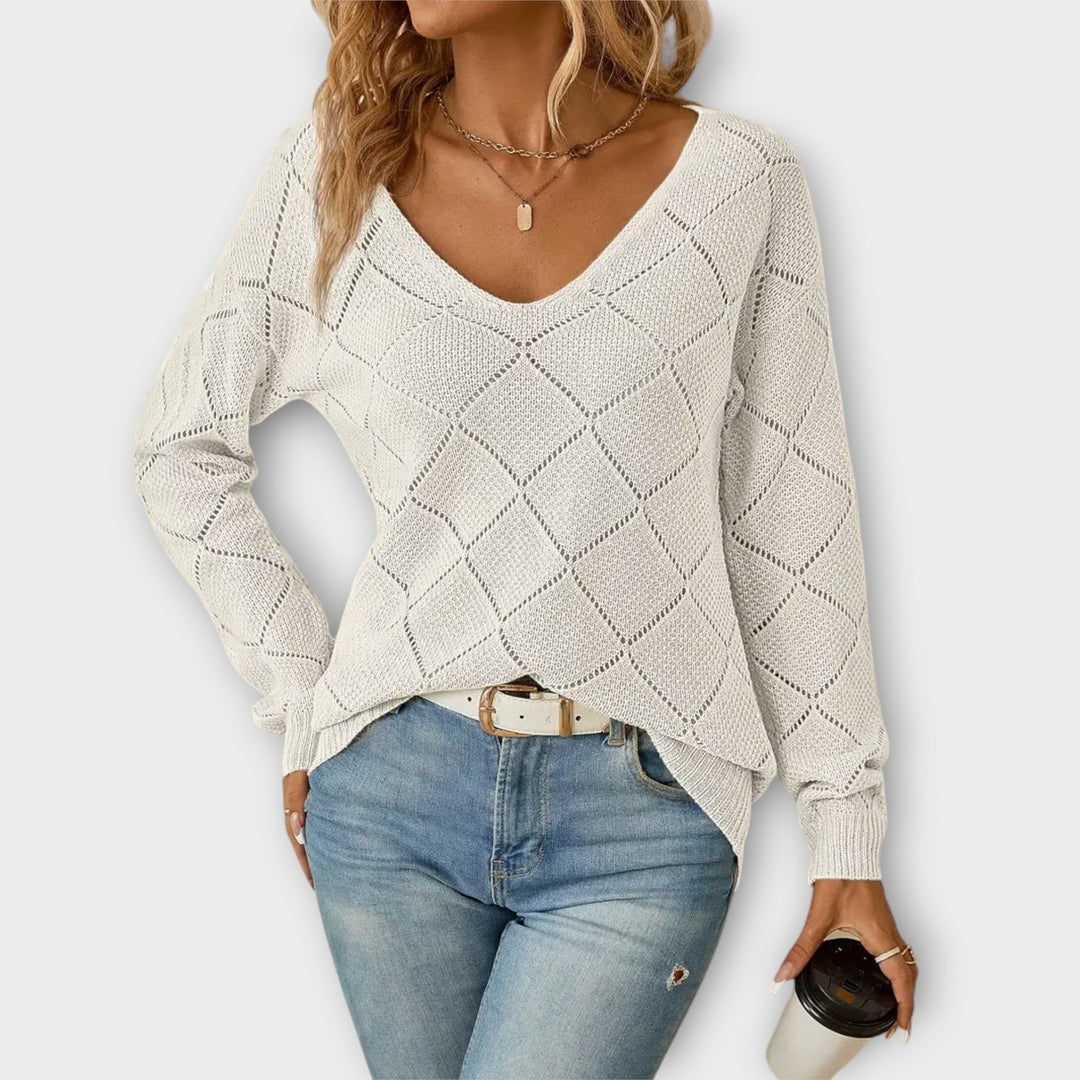 Evers - Jersey casual con diseño de rombos