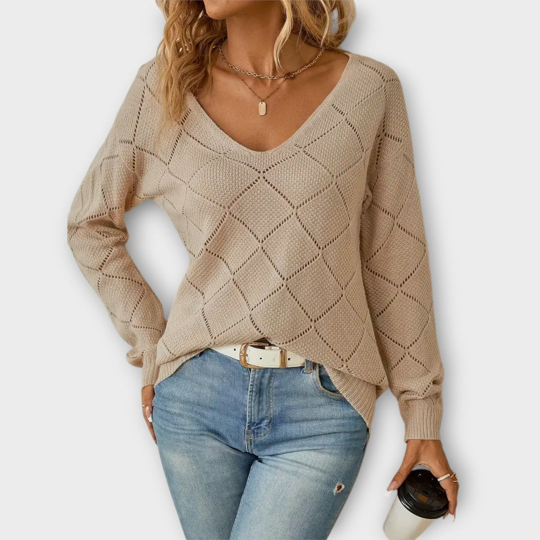 Evers - Jersey casual con diseño de rombos