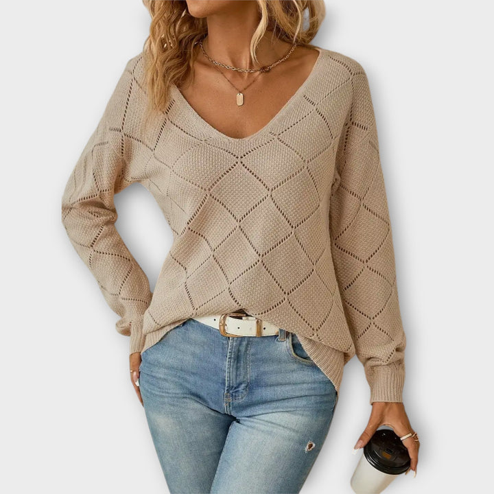 Evers - Jersey casual con diseño de rombos