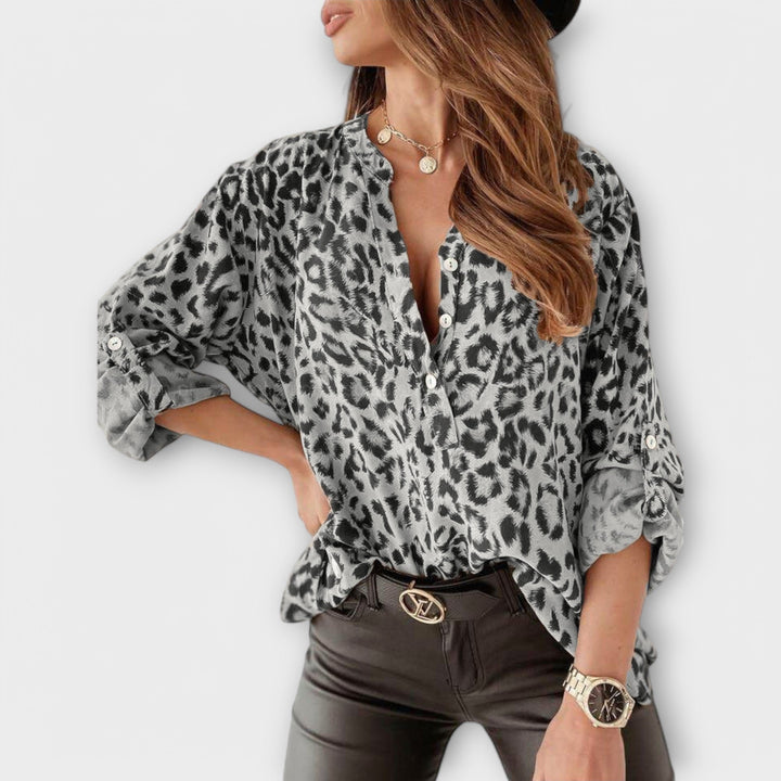 Clara - Blusa de moda con estampado de leopardo