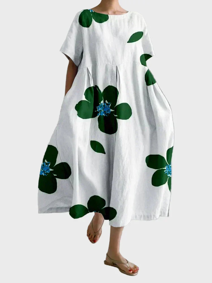 Vestido blanco con flores verdes