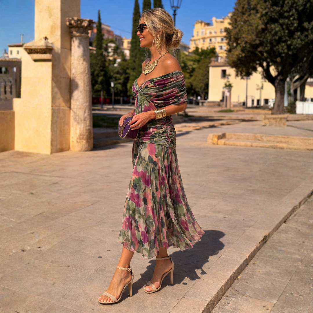 Mikaela - Vestido maxi de hombros al descubierto