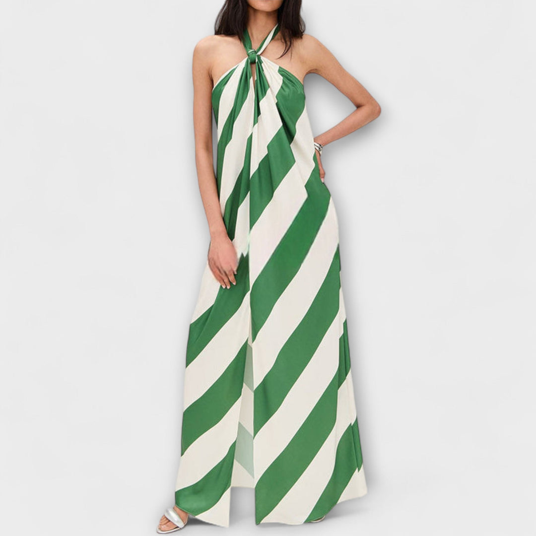 Marlowe - Vestido maxi sin mangas a rayas verde y blanco