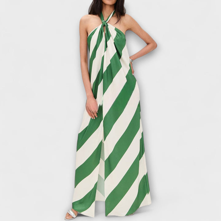 Marlowe - Vestido maxi sin mangas a rayas verde y blanco