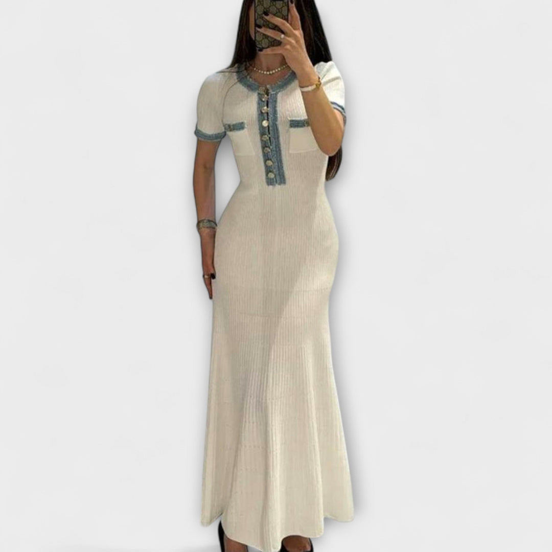 Alecia - Vestido maxi blanco con diseño estructurado