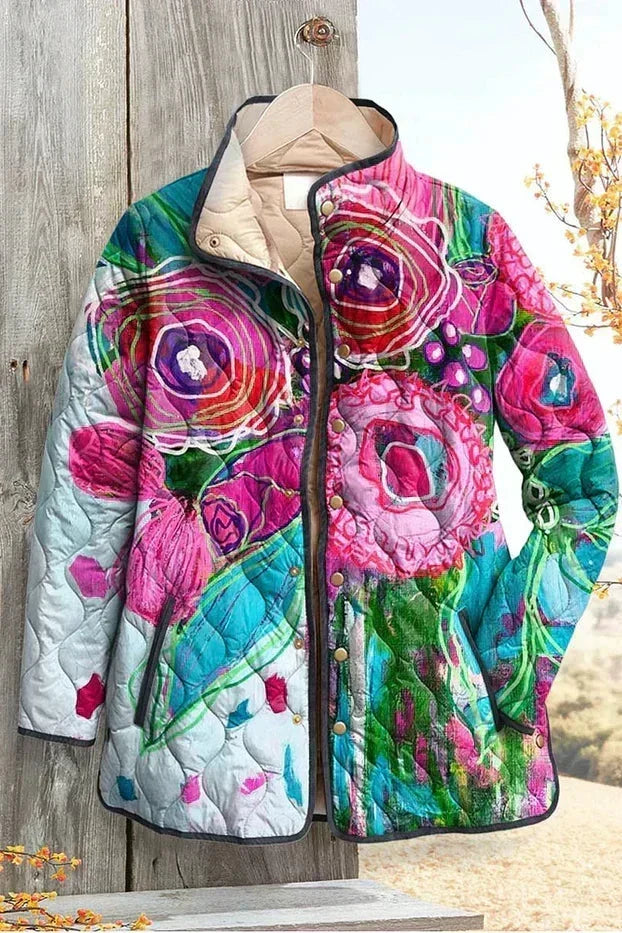 Astrid - Chaqueta acolchada con estampado floral vibrante