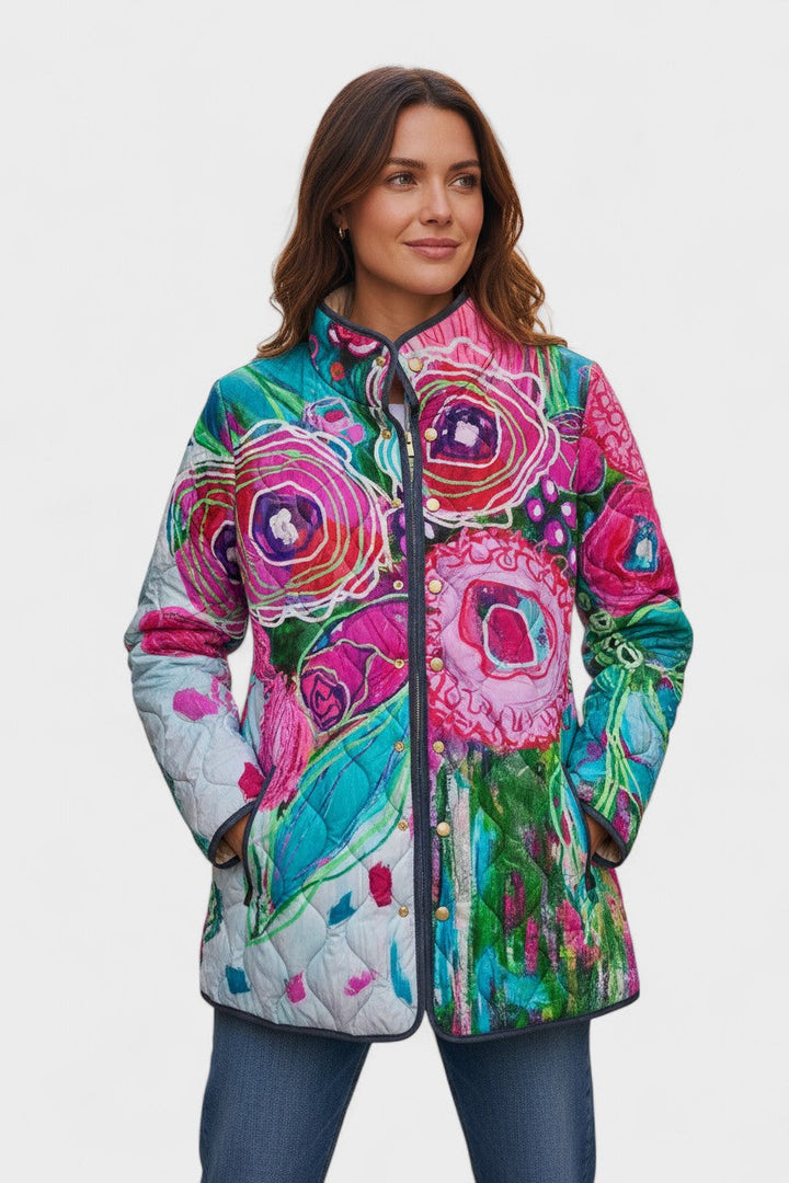 Astrid - Chaqueta acolchada con estampado floral vibrante