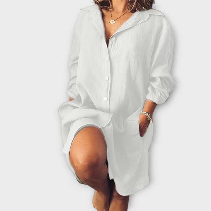 Silvia - Camiseta larga casual blanca
