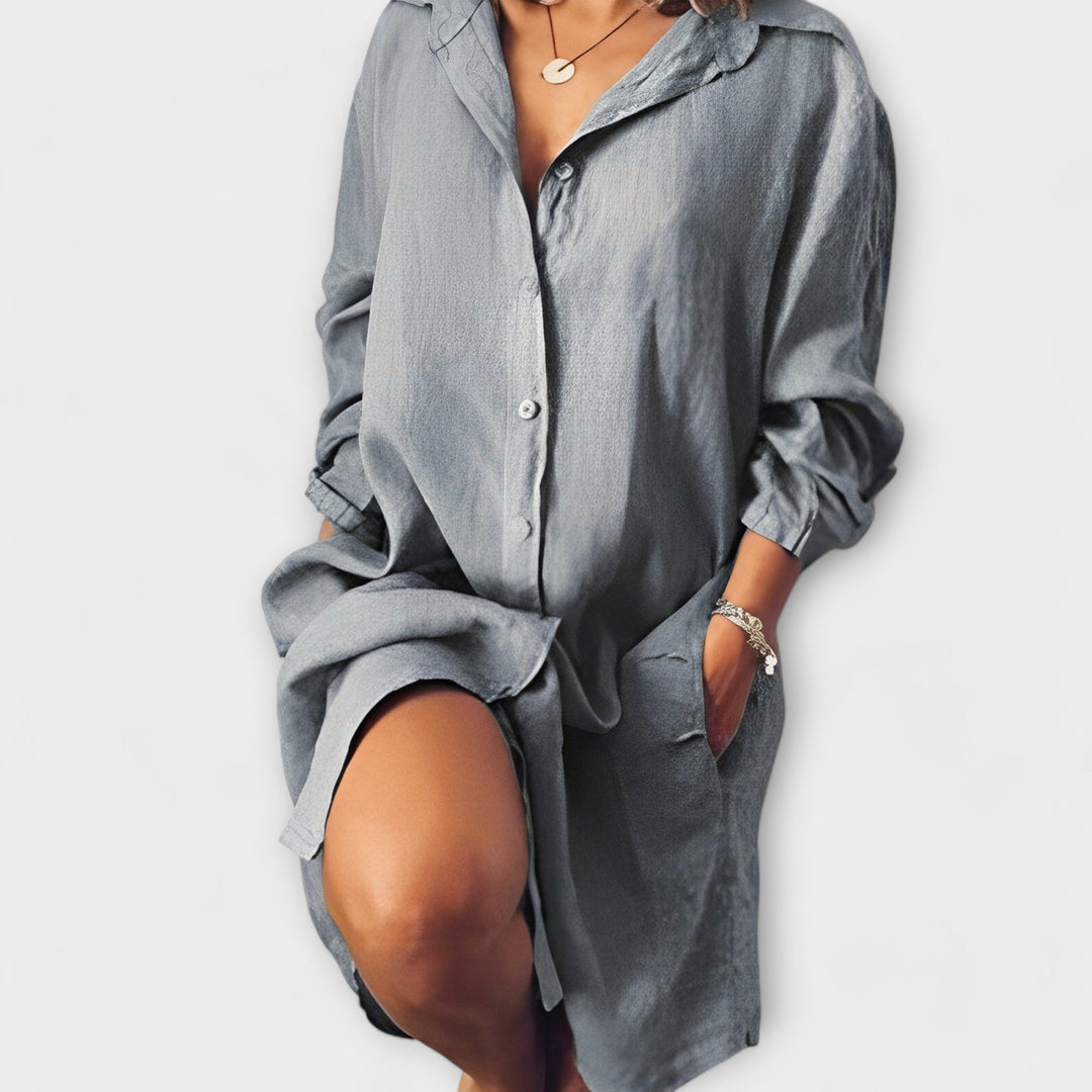 Silvia - Camiseta larga casual blanca