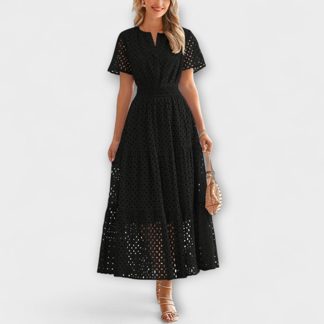 Linette - Vestido de verano de encaje en verde oliva