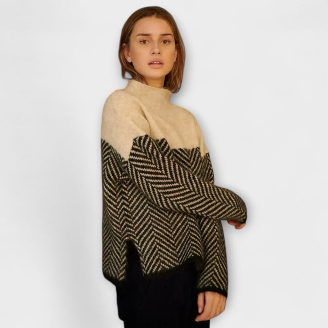 Agathe - Jersey de cuello alto con patrón de espiga