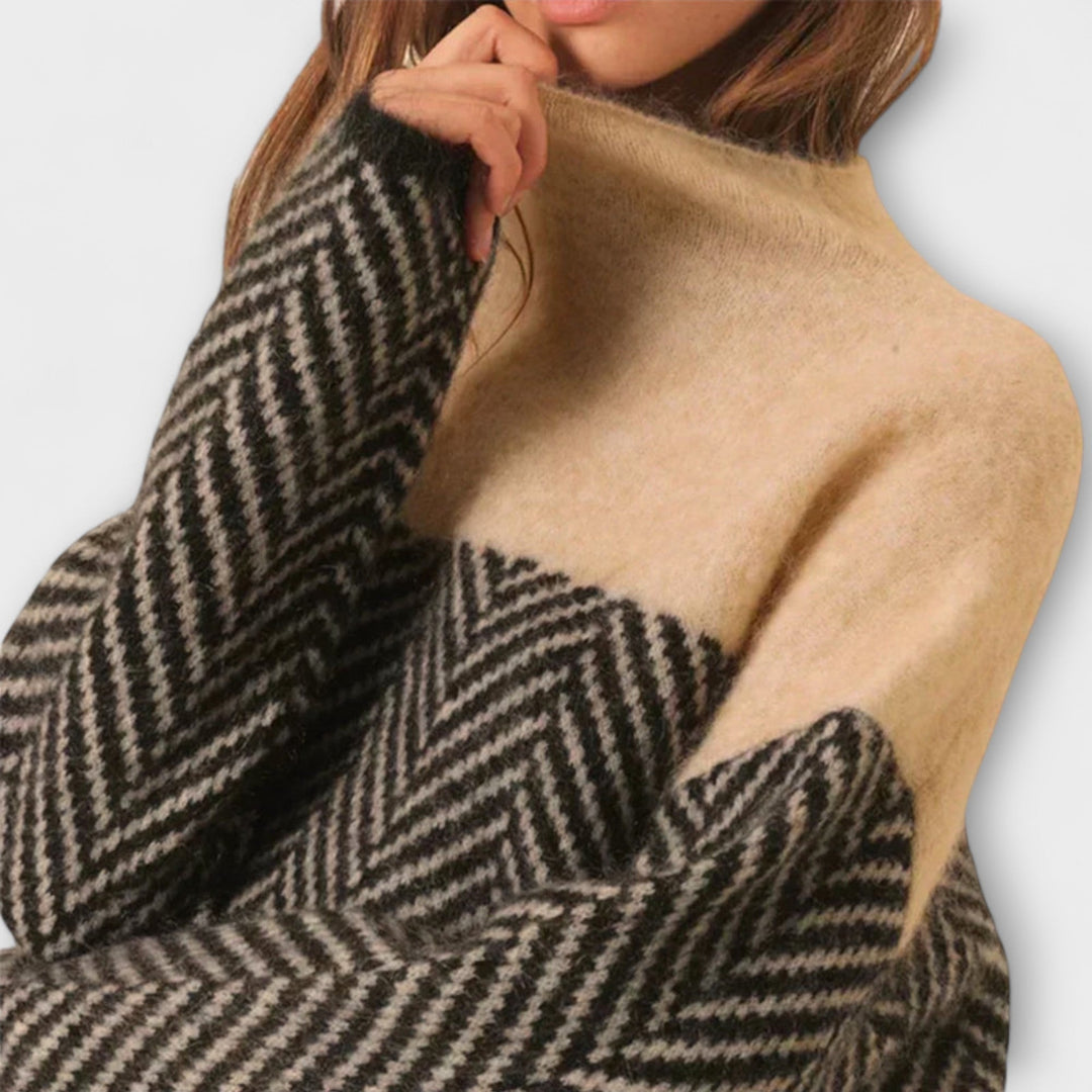 Agathe - Jersey de cuello alto con patrón de espiga
