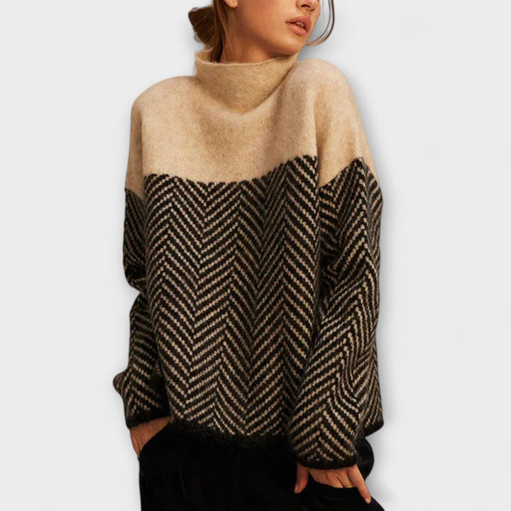 Agathe - Jersey de cuello alto con patrón de espiga