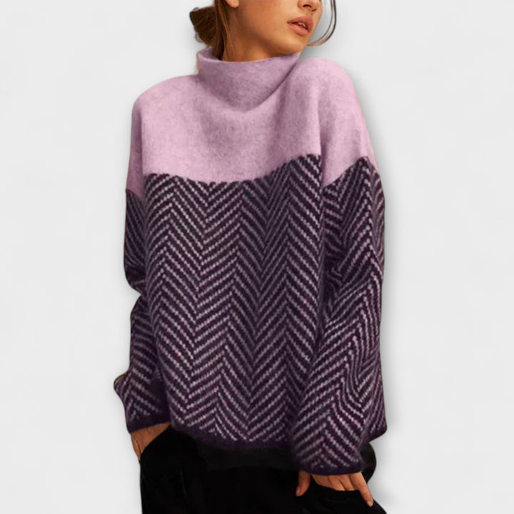 Agathe - Jersey de cuello alto con patrón de espiga