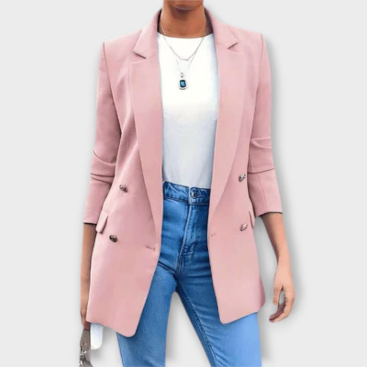 Lina - Blazer abrigo elegante en azul marino