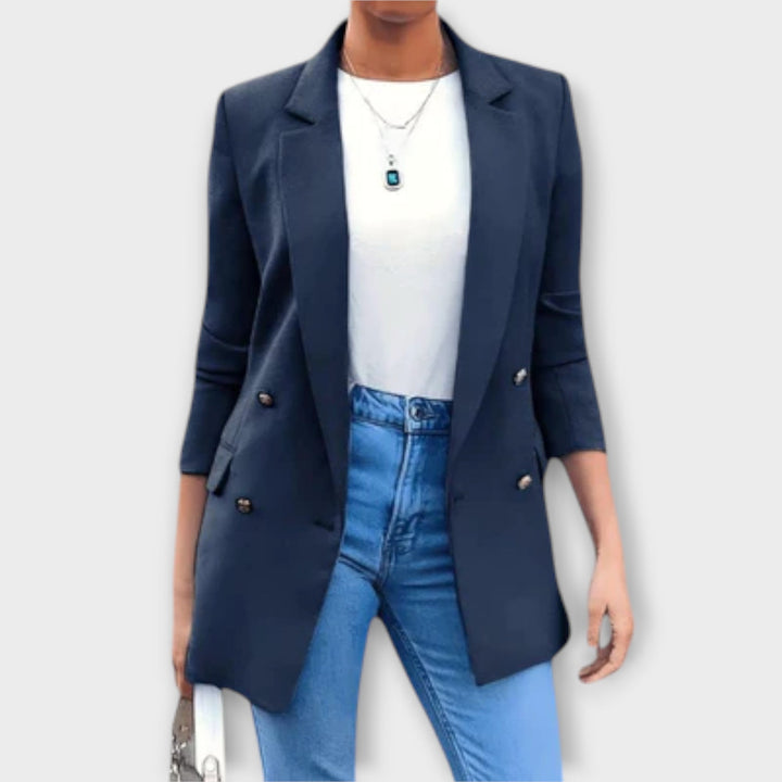 Lina - Blazer abrigo elegante en azul marino