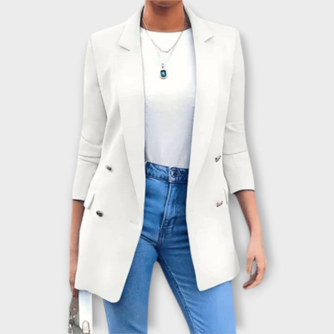 Lina - Blazer abrigo elegante en azul marino