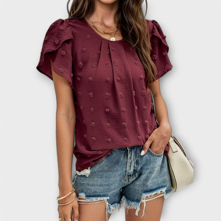 Charlotte - Blusa de lunares burdeos