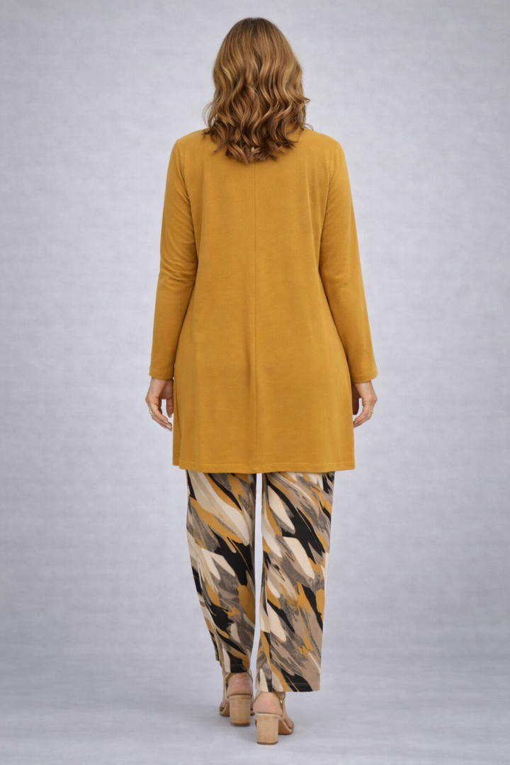 Ivy - Conjunto de tres piezas con cárdigan estampado amarillo
